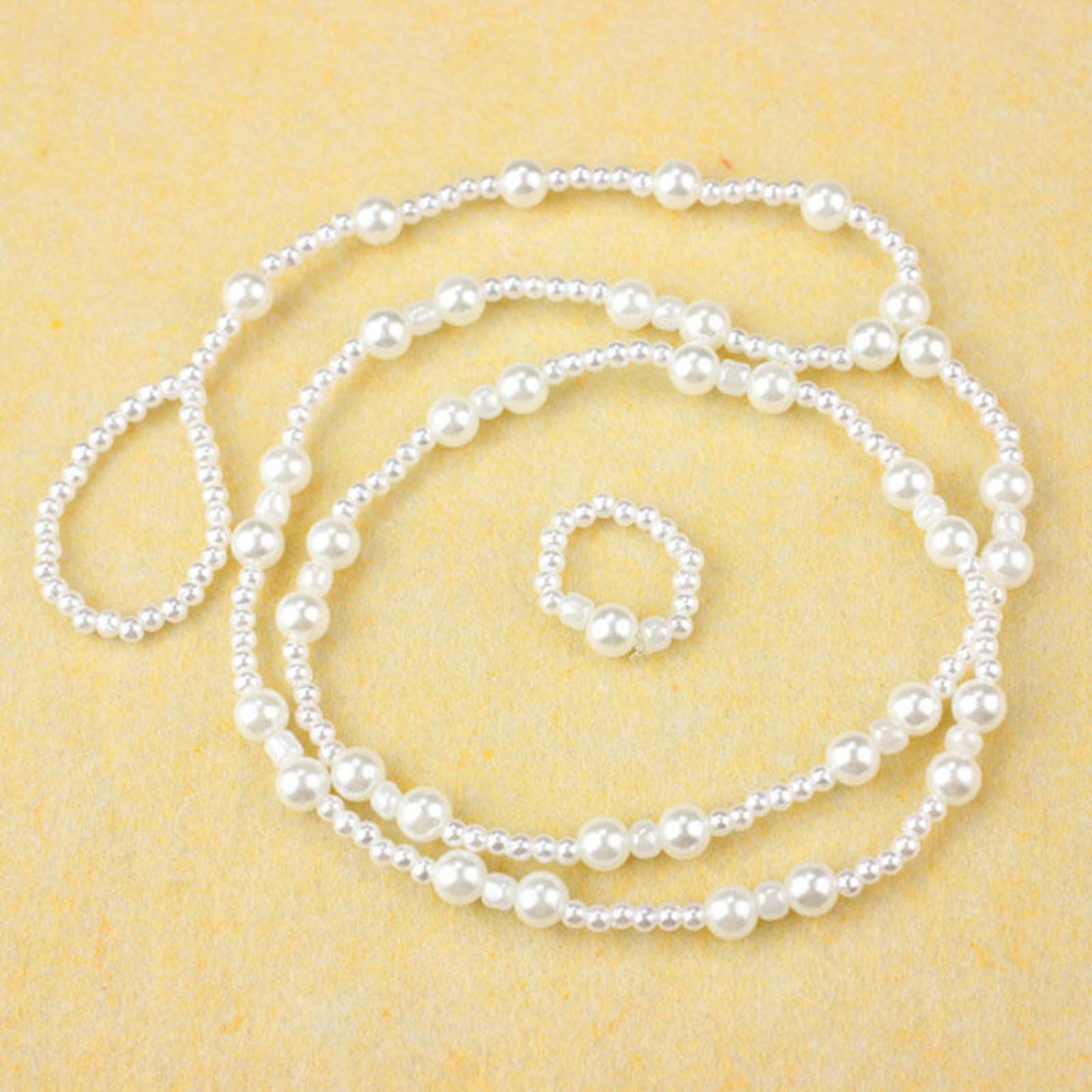 Stretch Pearl Anklets & Ring Set. Foot Bracelets. - Picture 2 of 6